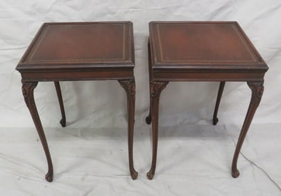 Pair of Leathertop Chippendale Side Tables