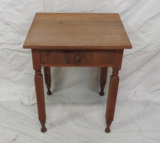 Antique Primitive Walnut One Drawer Table