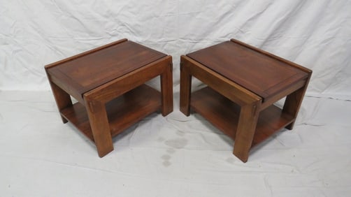 Pair of MCM Walnut Lane End Tables