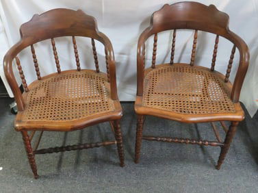 Pair of Antique Barrel Back Pub Chairs