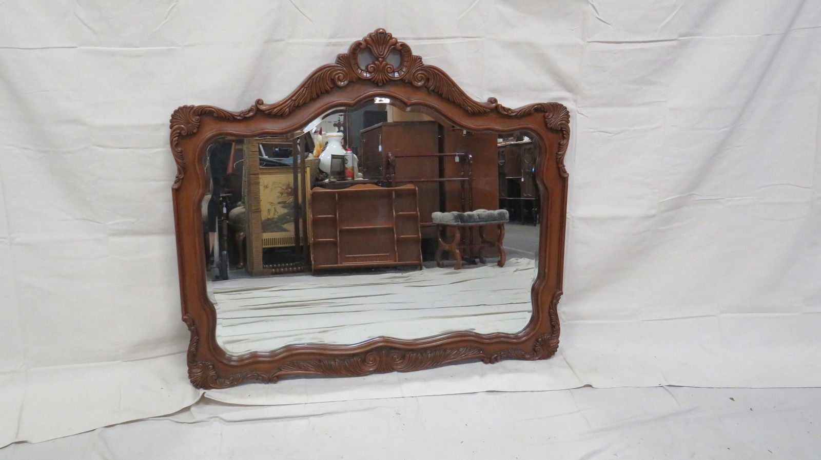 Modern Carved Beveled Mirror (1 of 3)
