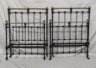 Pair of Antique Brass & Iron Twin Size Beds
