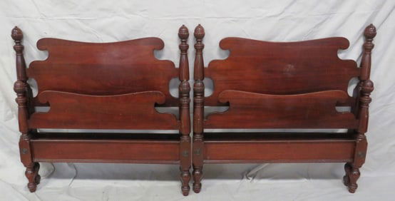 Pair of Vintage Acorn Post Twin Beds