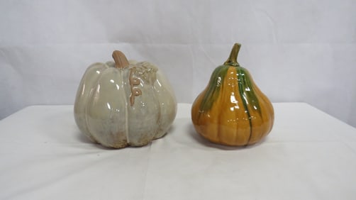 2 Decorative Ceramic Pumpkins