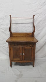 Antique Oak Washstand with Towel Bar
