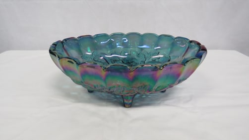 1970's Indiana Blue Carnival Glass Oval 12" Bowl