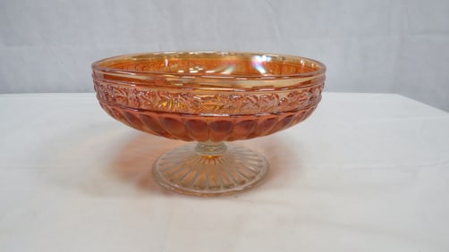 Vintage Large Carnival Glass Footed Bowl