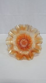 Dugan Carnival Double Stem Rose Footed Bowl