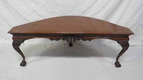 Mahogany Carved Demi Lune Console Table