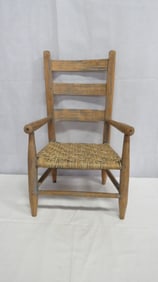 Antique Child's Slat Back Woven Seat Chair