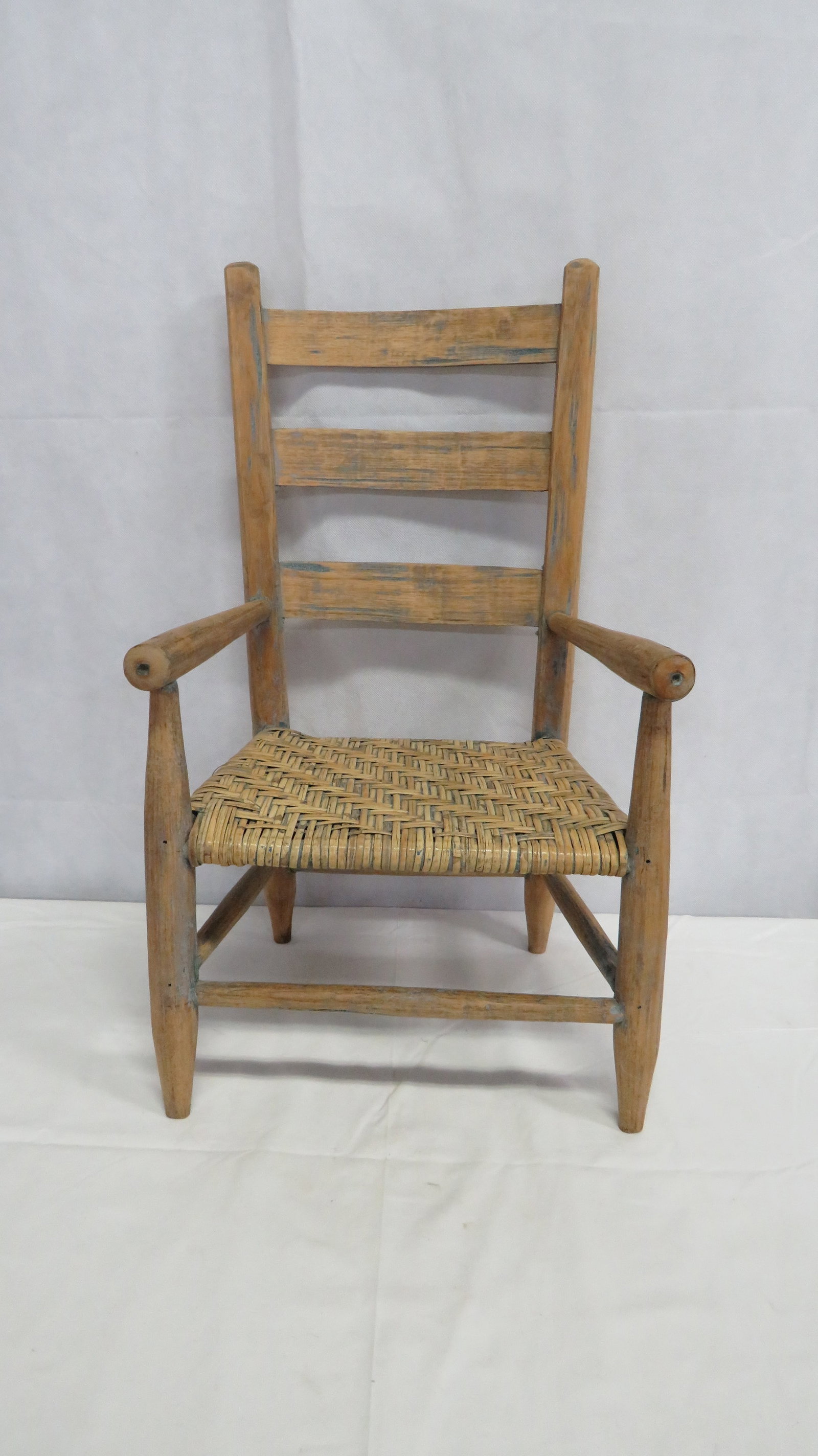 Antique Child's Slat Back Woven Seat Chair: Antique Child's Slat Back Woven Seat Chair in good condition. 25"H x 14.5"W x 12.5"D