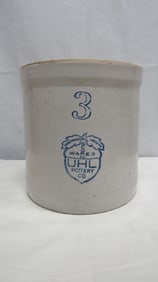 3 Gallon Acorn Wares Uhl Pottery Stoneware Crock