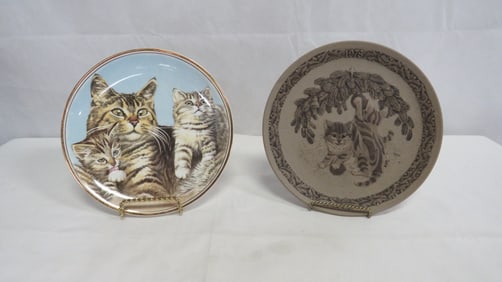 2 Decorator Cat Plates