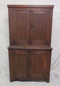 Antique Primitive Step Back Walnut Cupboard