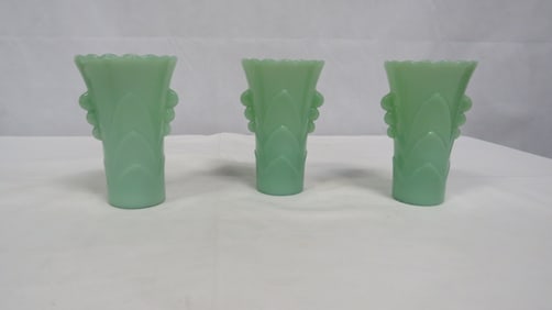 3 Vintage Jadeite Green Vases
