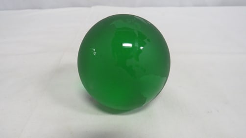 Vintage Etched Art Glass World Globe Paperweight