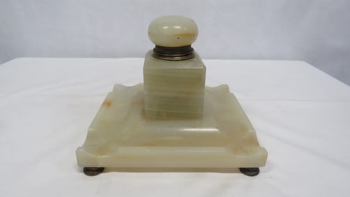 Art Deco Large Onyx Inkwell