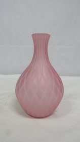 Vintage Pink Case Glass Quilted Vase