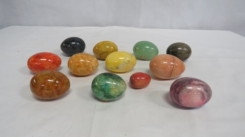 12 Vintage Italian Polished Alabaster Marble Eggs