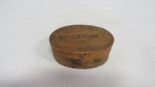 19th C Signed Whiton Shaker Oval Pantry Box