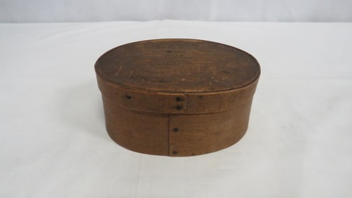19th C Signed Beal Shaker Oval Pantry Box