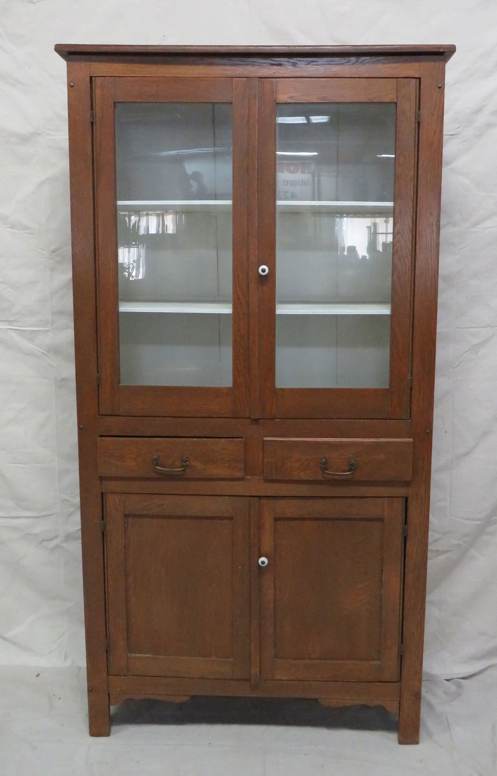 Antique Knockdown Oak Wall Cabinet (1 of 2)