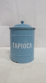 Vintage Blue Enamel Tapioca Storage Canister