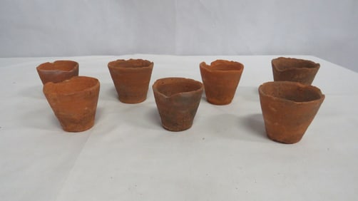 7 Vintage Terracotta Seedling Pots