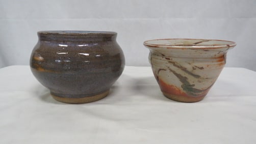 2 Signed Studio Art Pottery Vases