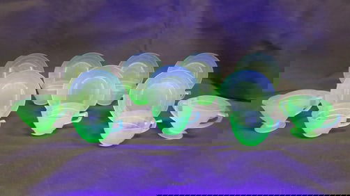 18 pcs Vintage Green Uranium Depression Glass