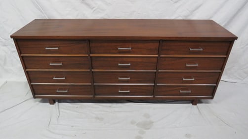 Mid Century Modern Walnut Dresser with Mirrors
