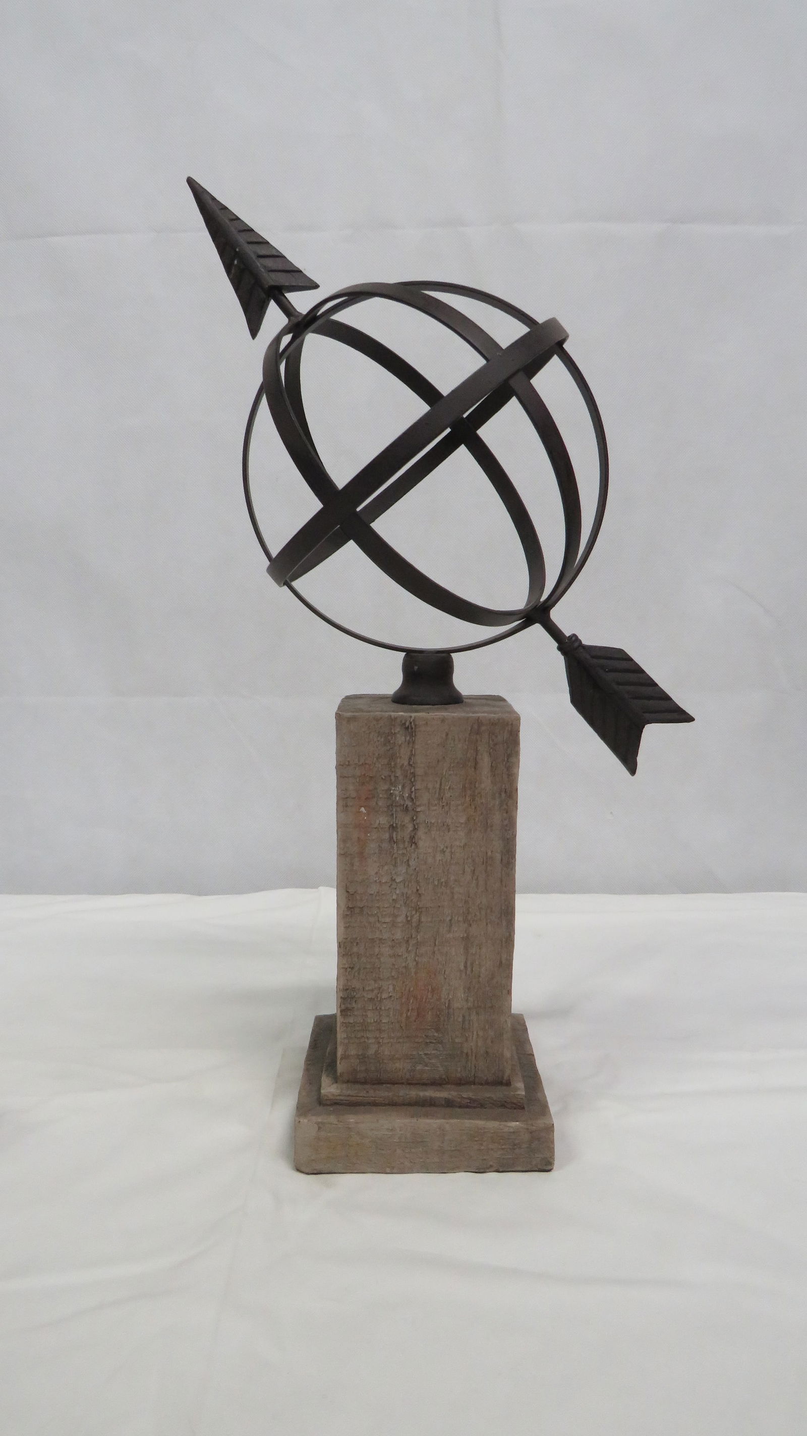 Metal Armillary on Composite Base: Metal Armillary on Composite Base in good condition. 18"H on 5" x 5" base.