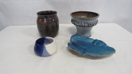 4 pcs Vintage Signed Studio Art Pottery