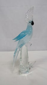 Art Glass Silver Infused Murano Style Cockatoo