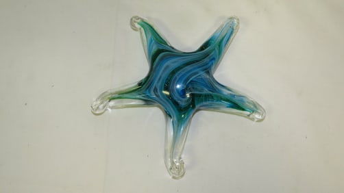Vintage Art Glass Sparkling Ocean Blue Starfish