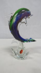 Vintage Murano Art Glass Dolphin on Wave