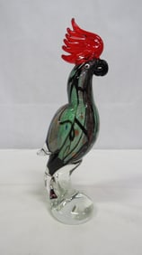 Vintage Murano Colorful Art Glass Cockatoo 13"