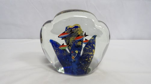 Vintage Large Murano Style Aquarium Paperweight