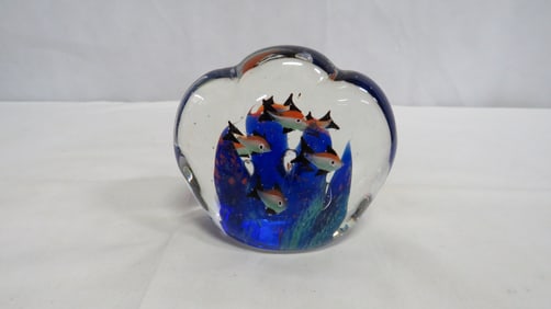 Murano Style Art Glass Aquarium Paperweight