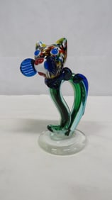 Vintage Colorful Art Glass Skinny Confetti Cat