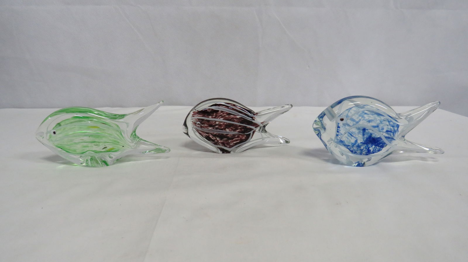 3 Vintage Murano Style Art Glass Fish Paperweight (1 of 3)