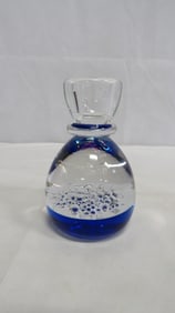Vintage Cobalt & Clear Art Glass Paperweight