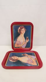 5 Vintage Calendar Girl Coca Cola Trays