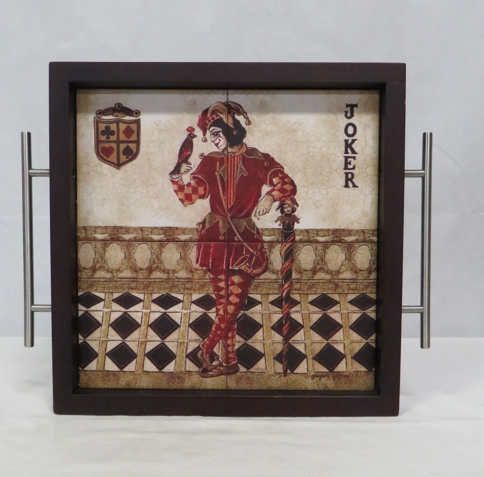 Harlequin Joker Tile Serving Tray Poker Theme (1 of 2)