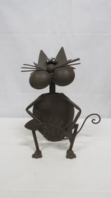 Metal Garden Art Bobble Head Cat