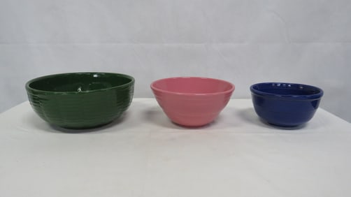 3 Vintage Colorful Mixing Bowls