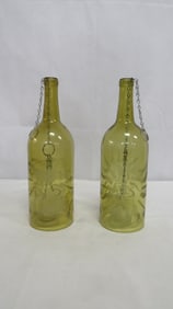 2 Etched Bottle Candle Lanterns
