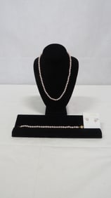 Lee Sands Pink Pearl Necklace, Bracelet, Earrings