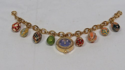 Joan Rivers Enamel Egg Charm Watch Bracelet