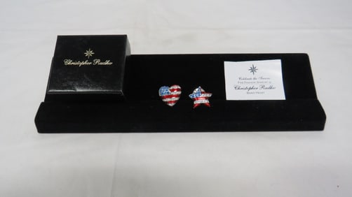 2 Christopher Radko Brave Heart Lapel Pins